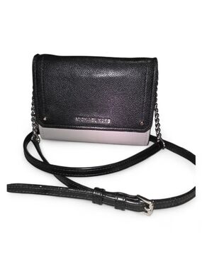 MICHAEL Michael Kors Black and Gray Pebbled Leather Crossbody